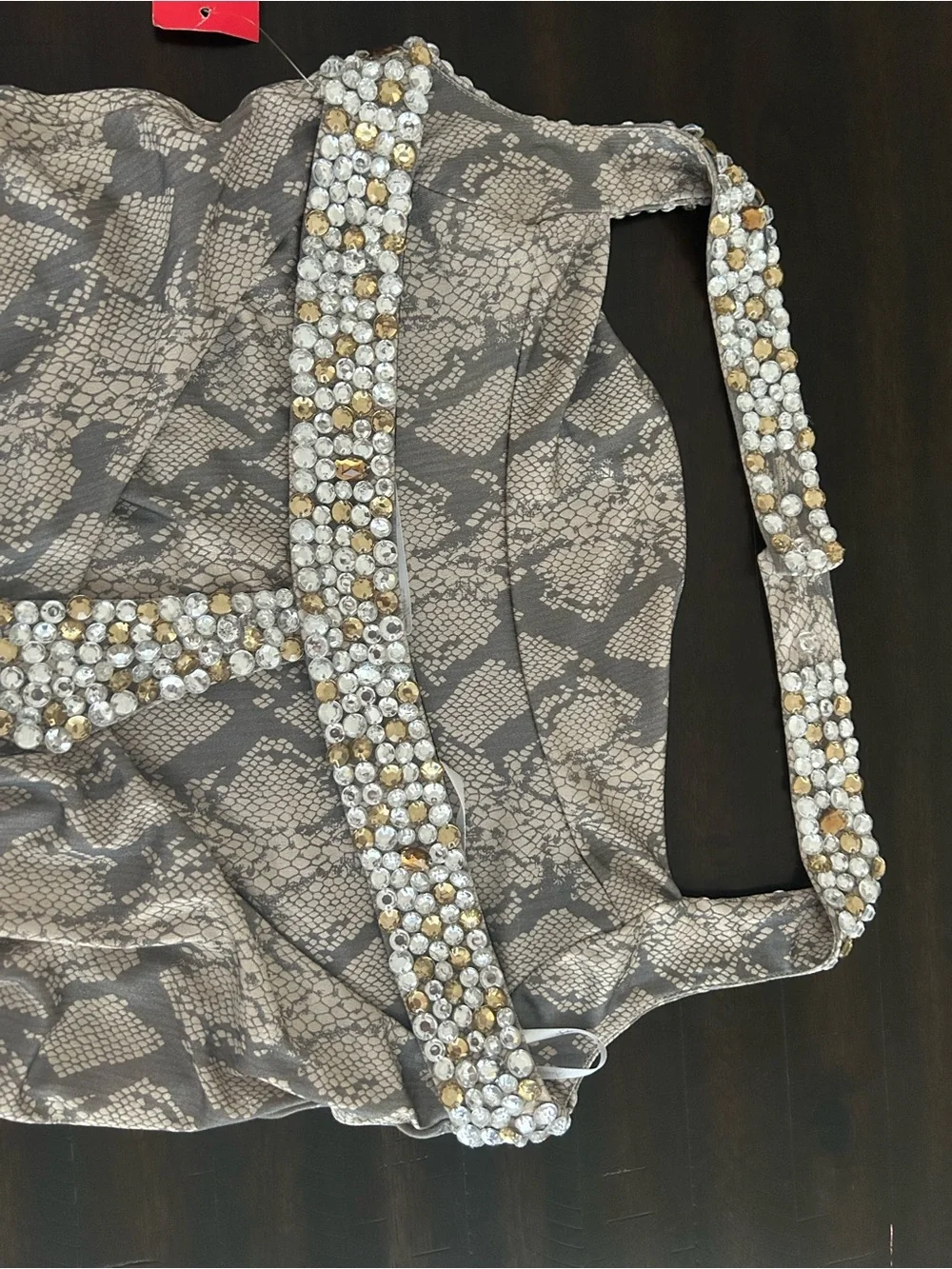 Girls' Beaded Halter Dress in Taupe Snake Printe Size S by speechless